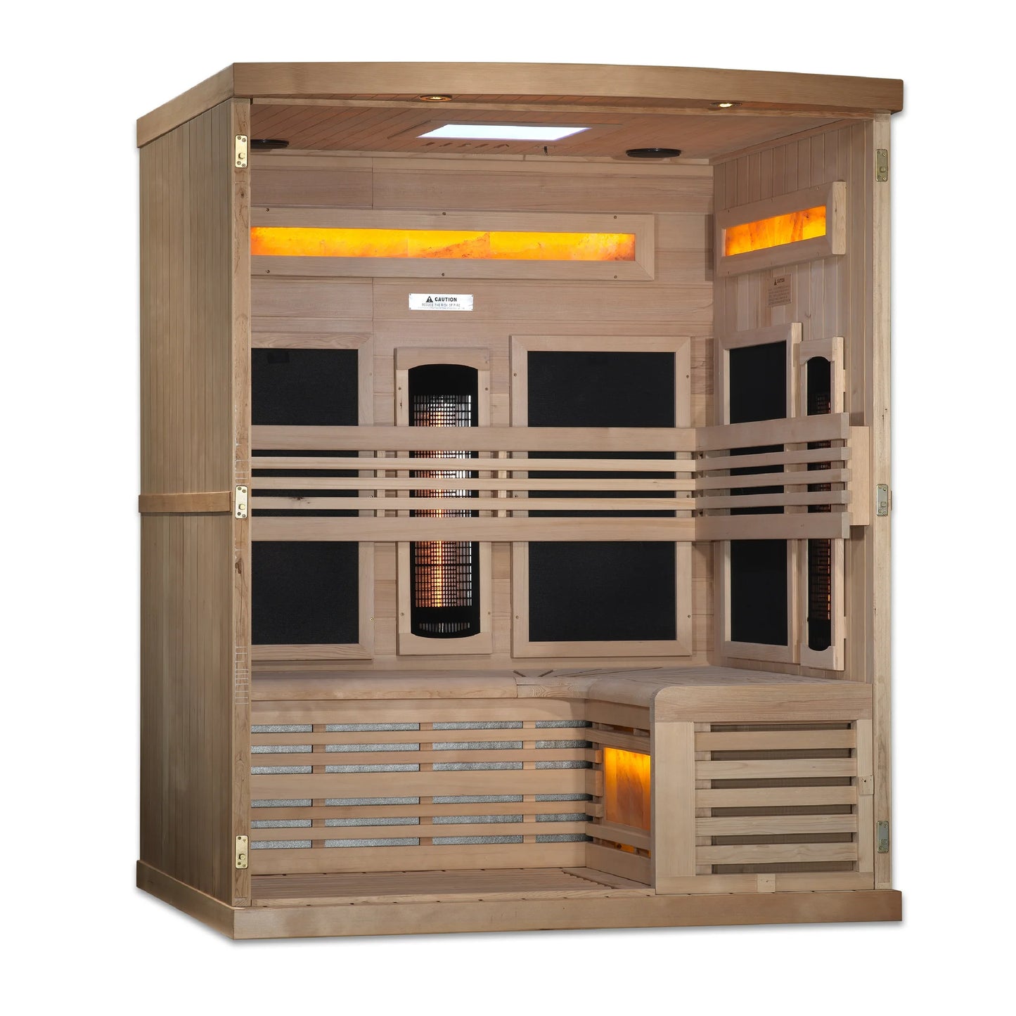 Front view 4 of the Golden Designs 3-Person Full Spectrum Near Zero EMF FAR Infrared Sauna (GDI-8230-01) – full spectrum infrared sauna