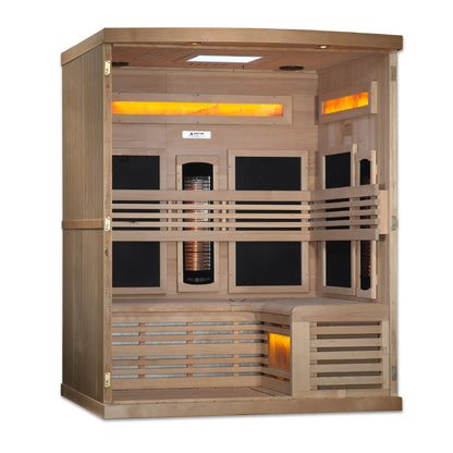 Front view 4 of the Golden Designs 3-Person Full Spectrum Near Zero EMF FAR Infrared Sauna (GDI-8230-01) – full spectrum infrared sauna