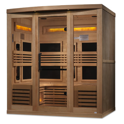 Front view 2 of the Golden Designs 6-Person Full Spectrum Near Zero EMF FAR Infrared Sauna (GDI-8260-01) – full spectrum infrared sauna