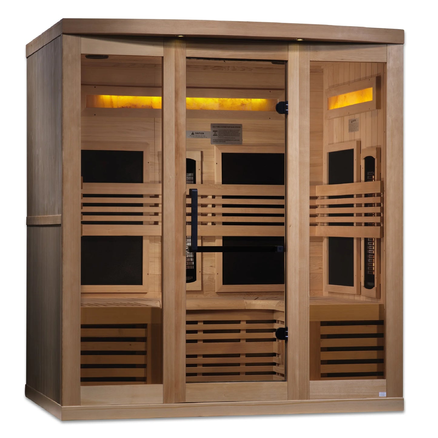 Front view 3 of the Golden Designs 6-Person Full Spectrum Near Zero EMF FAR Infrared Sauna (GDI-8260-01) – full spectrum infrared sauna