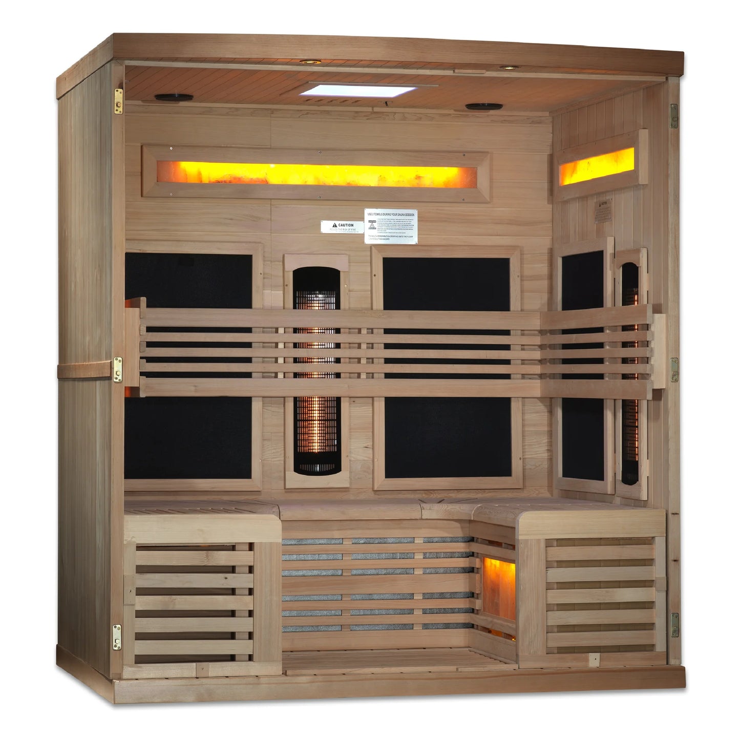 Front view 4 of the Golden Designs 6-Person Full Spectrum Near Zero EMF FAR Infrared Sauna (GDI-8260-01) – full spectrum infrared sauna