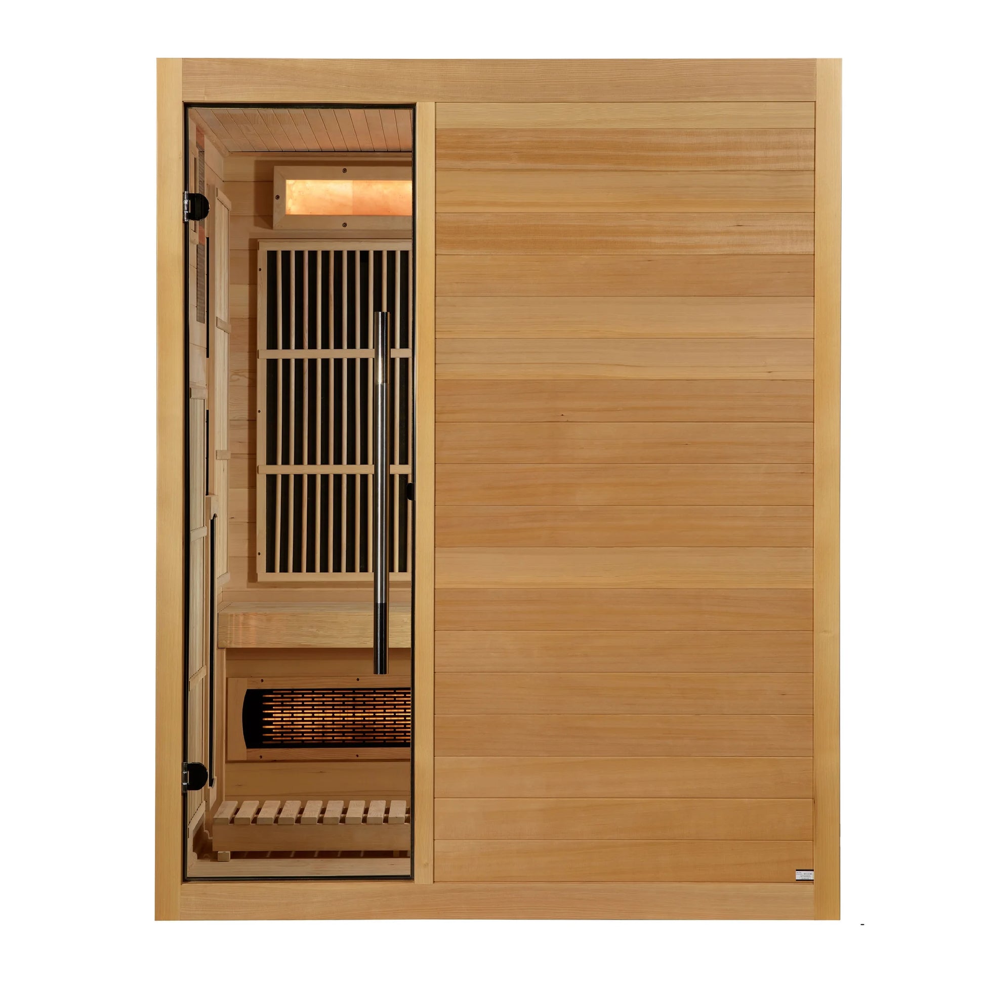 Exterior view of the Golden Designs 2025 Soria 3-Person Hybrid Indoor Sauna (GDI-8330-01) – full spectrum infrared sauna
