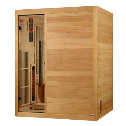 Exterior view 6 of the Golden Designs 2025 Soria 3-Person Hybrid Indoor Sauna (GDI-8330-01) – full spectrum infrared sauna