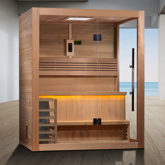 Golden Designs Hanko 2-Person Traditional Indoor Sauna | Canadian Hemlock