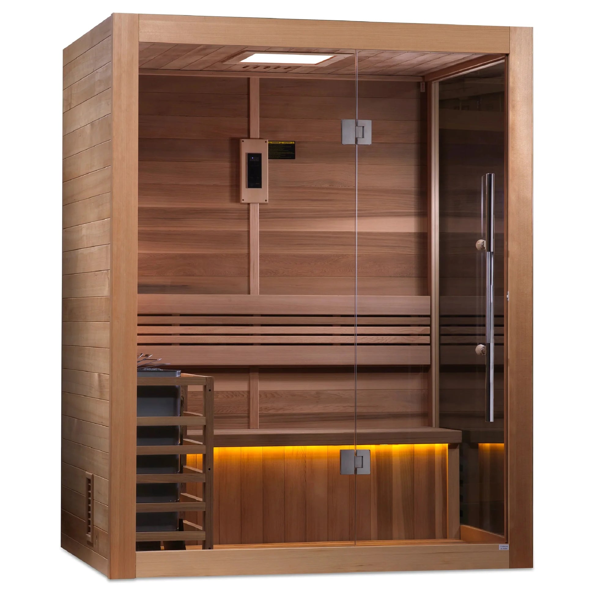 Interior view of the Golden Designs Hanko 2-Person Traditional Indoor Sauna (GDI-7202-01) – traditional steam sauna