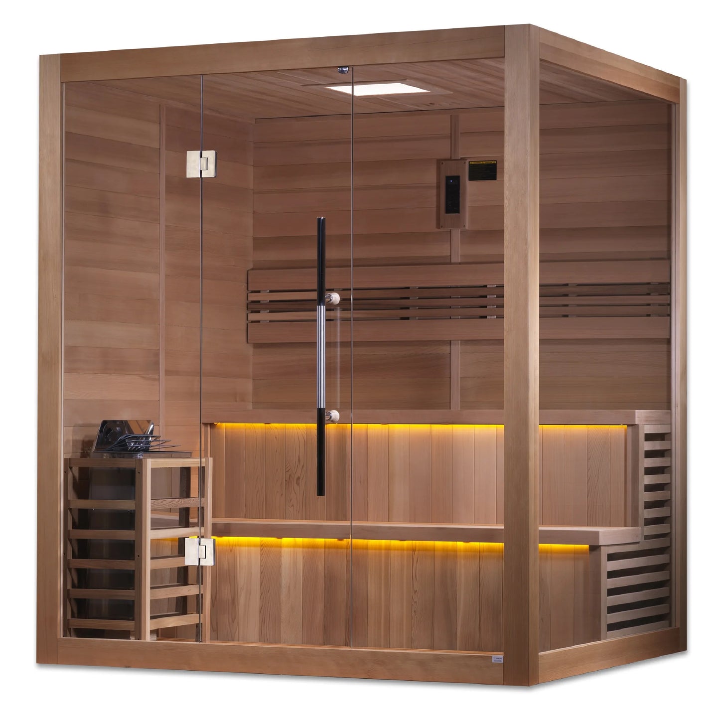 Front view 3 of the Golden Designs Kuusamo 6-Person Traditional Indoor Sauna (GDI-7206-01) – traditional steam sauna