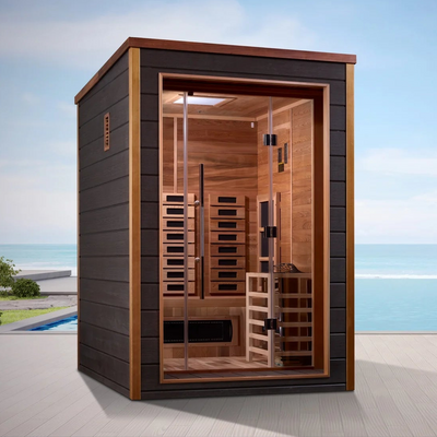 Golden Designs Nora 2-Person Hybrid Outdoor Sauna | Full Spectrum & Traditional | Canadian Red Cedar