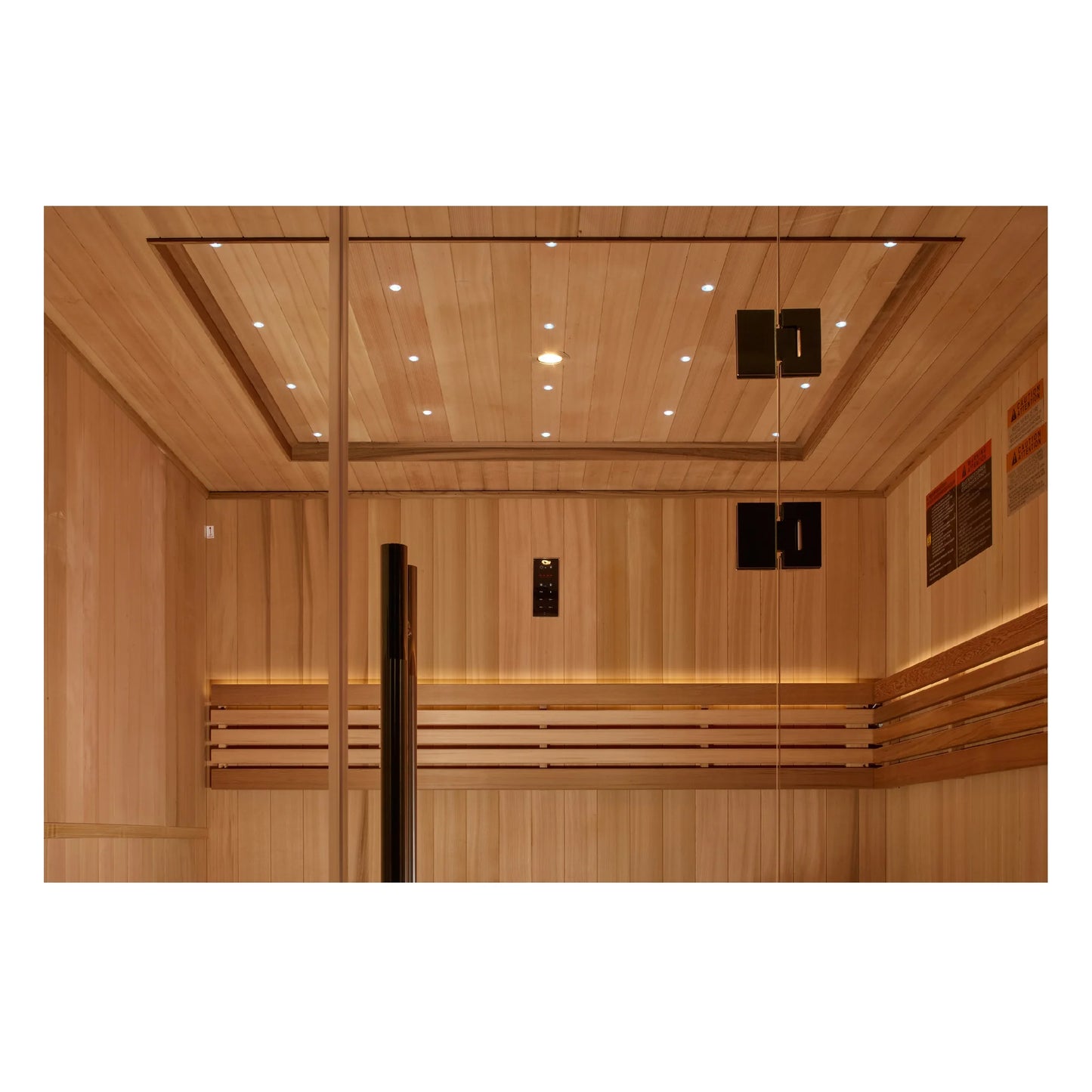 Exterior view 2 of the Golden Designs Osla 6-Person Traditional Indoor Sauna (GDI-7689-02) – traditional steam sauna