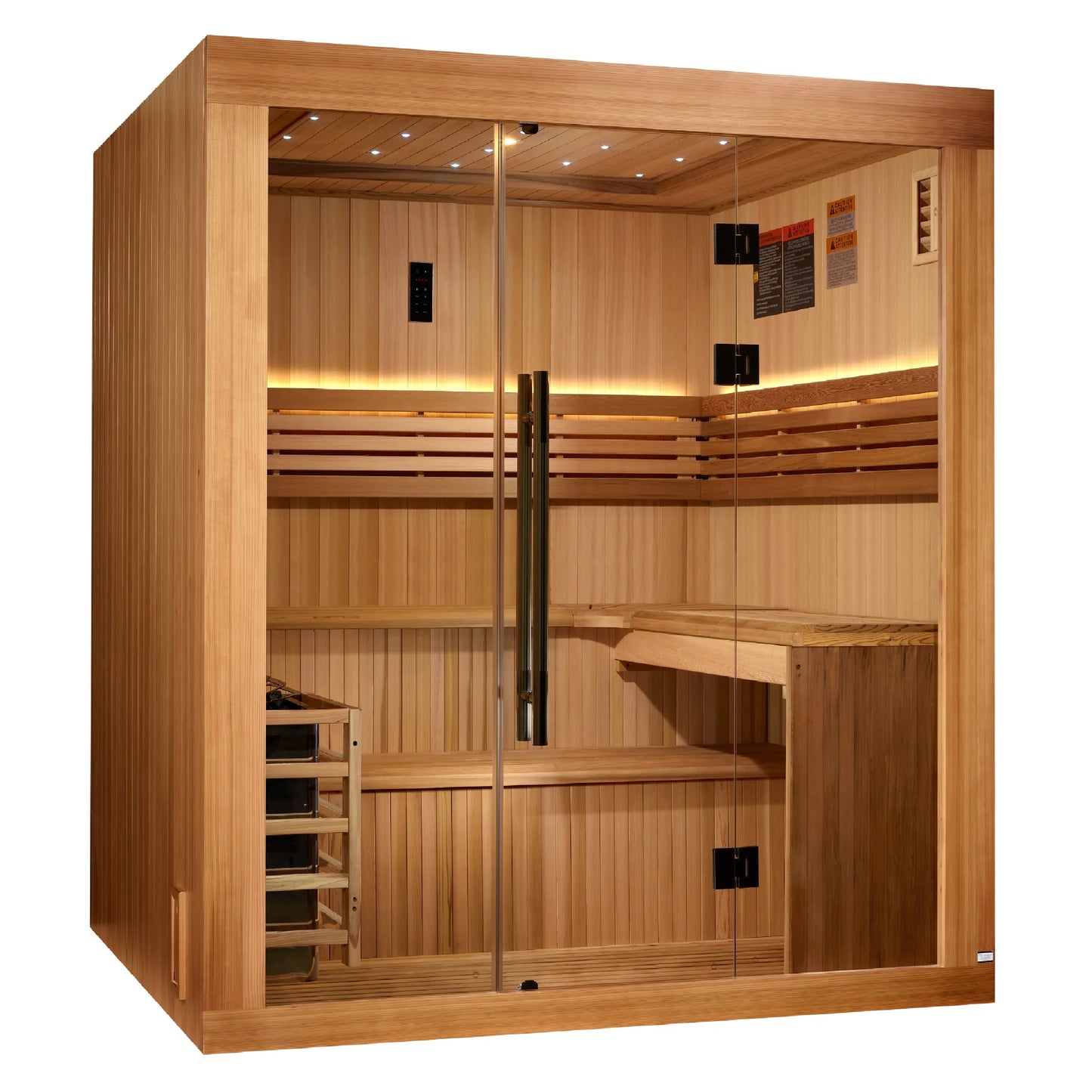 Exterior view 3 of the Golden Designs Osla 6-Person Traditional Indoor Sauna (GDI-7689-02) – traditional steam sauna