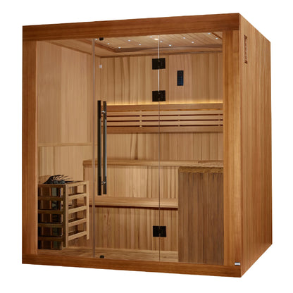 Exterior view 4 of the Golden Designs Osla 6-Person Traditional Indoor Sauna (GDI-7689-02) – traditional steam sauna