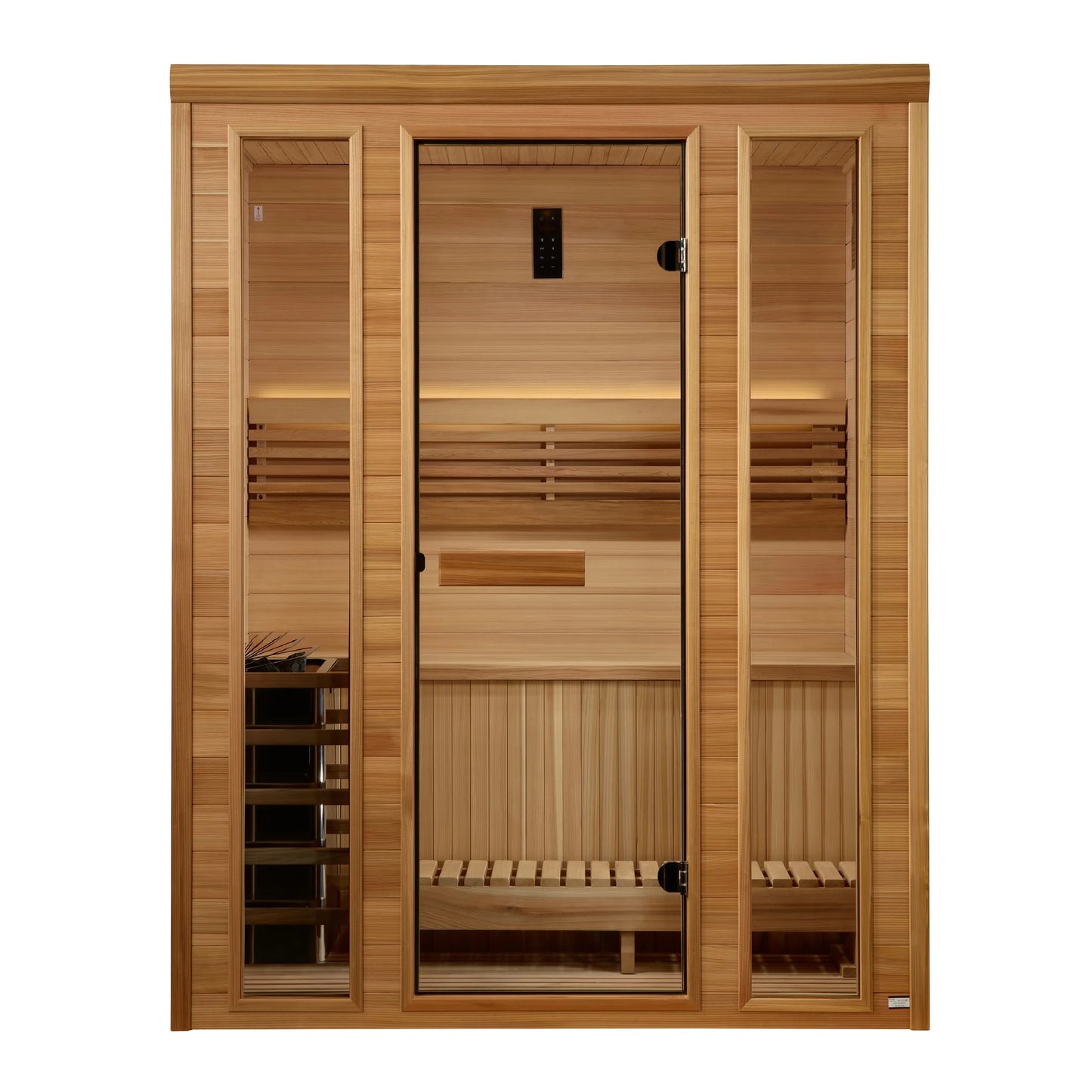 Exterior view of the Golden Designs Andermatt 2-3 Person Traditional Steam Sauna (GDI-7030-01) – traditional steam sauna