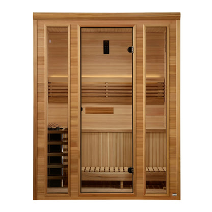 Exterior view of the Golden Designs Andermatt 2-3 Person Traditional Steam Sauna (GDI-7030-01) – traditional steam sauna