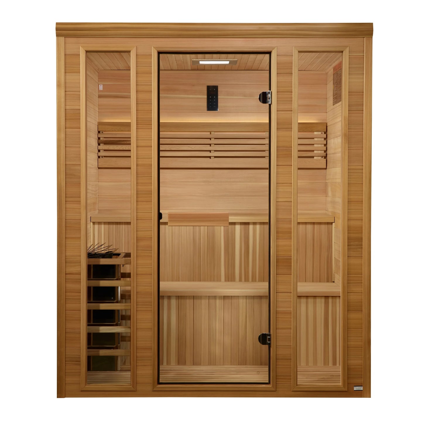 Exterior view of the Golden Designs Engelberg 4-6 Person Traditional Steam Sauna (GDI-7060-01) – traditional steam sauna