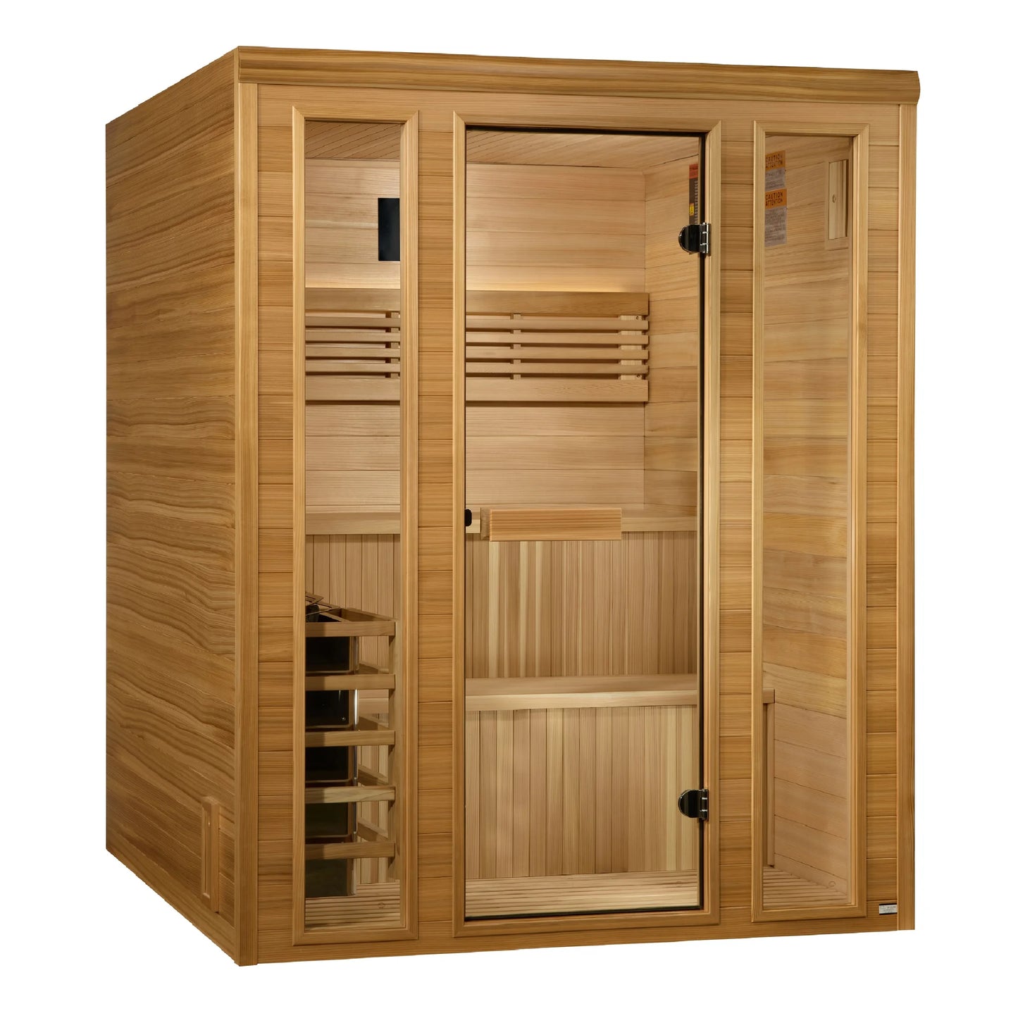Exterior view 2 of the Golden Designs Engelberg 4-6 Person Traditional Steam Sauna (GDI-7060-01) – traditional steam sauna
