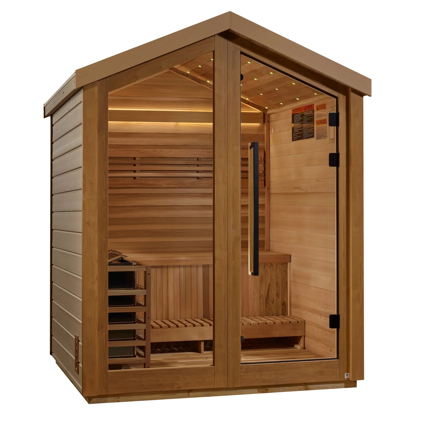 Front view 2 of the Golden Designs Savonlinna 3-Person Outdoor Traditional Sauna (GDI-8503-01) – traditional steam sauna