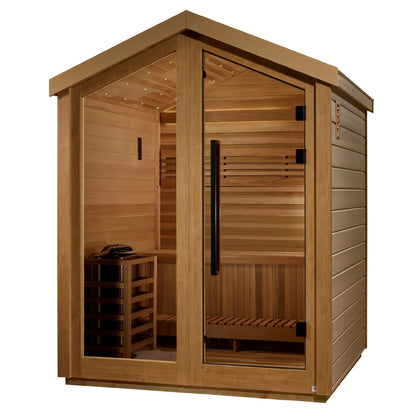 Exterior view of the Golden Designs Savonlinna 3-Person Outdoor Traditional Sauna (GDI-8503-03) – traditional steam sauna