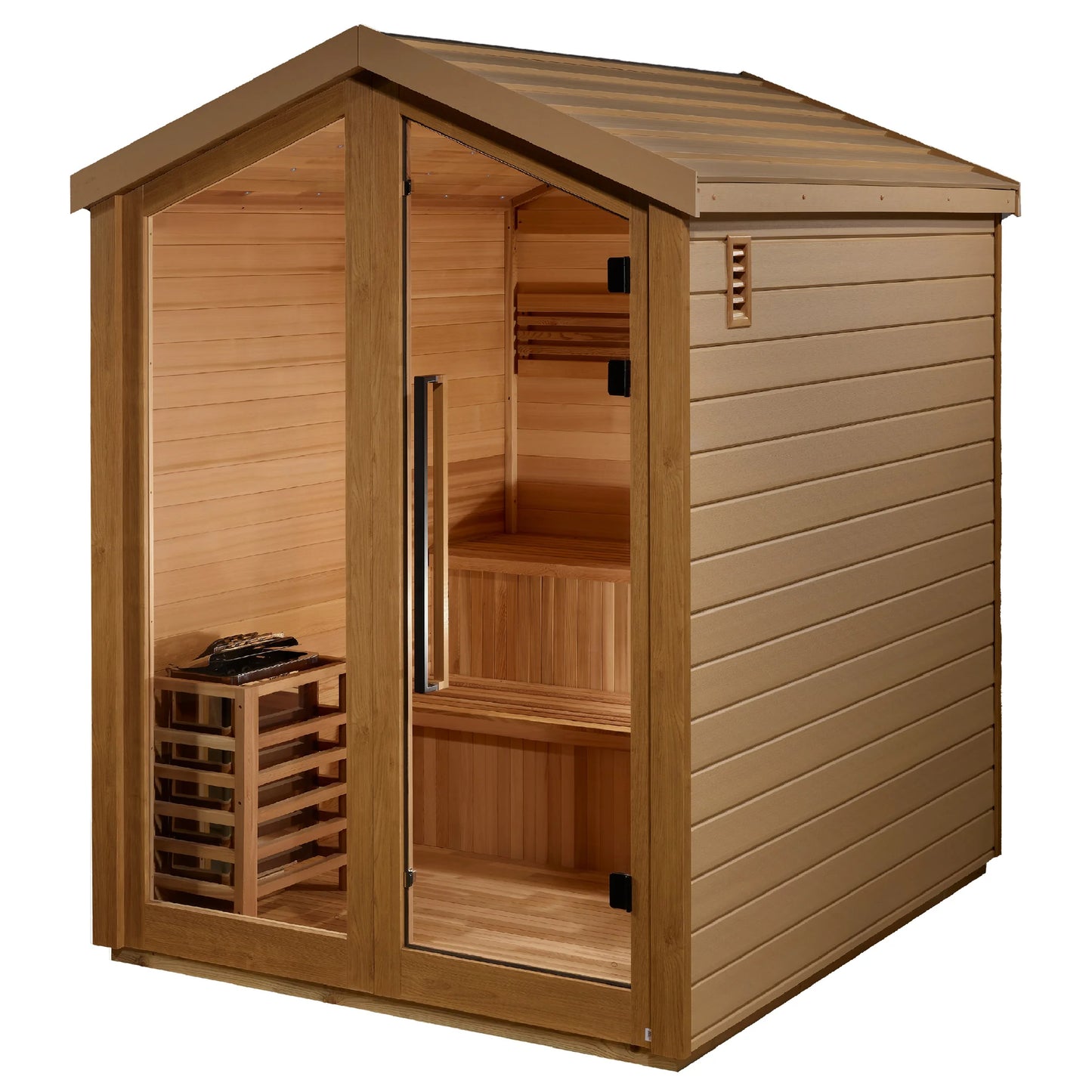 Front view 4 of the Golden Designs Savonlinna 3-Person Outdoor Traditional Sauna (GDI-8503-01) – traditional steam sauna