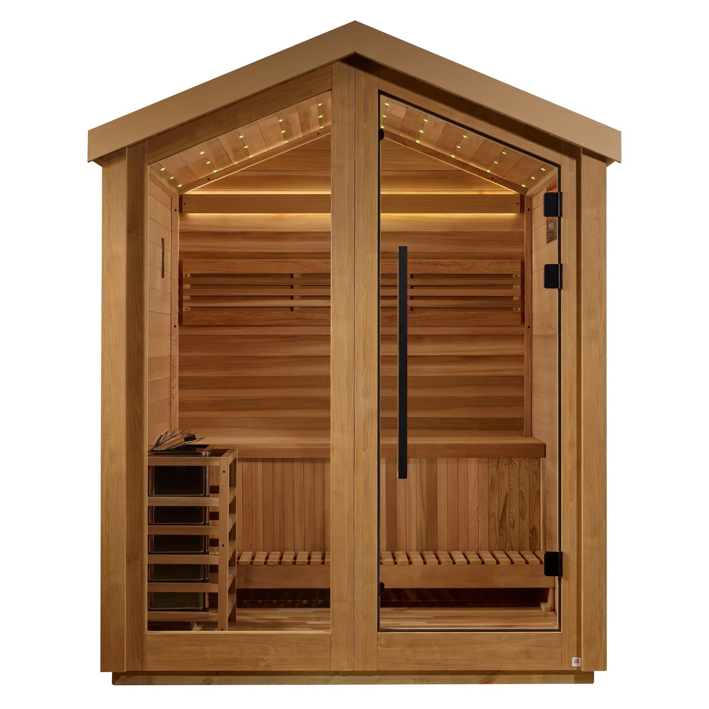 Exterior view of the Golden Designs Savonlinna 3-Person Outdoor Traditional Sauna (GDI-8503-02) – traditional steam sauna