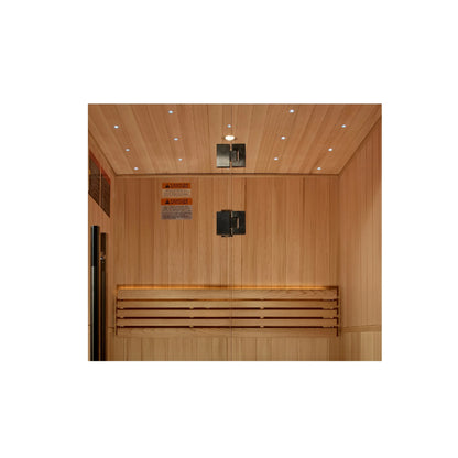 Exterior view 2 of the Golden Designs Sundsvall 2-Person Traditional Indoor Sauna (GDI-7289-02) – traditional steam sauna