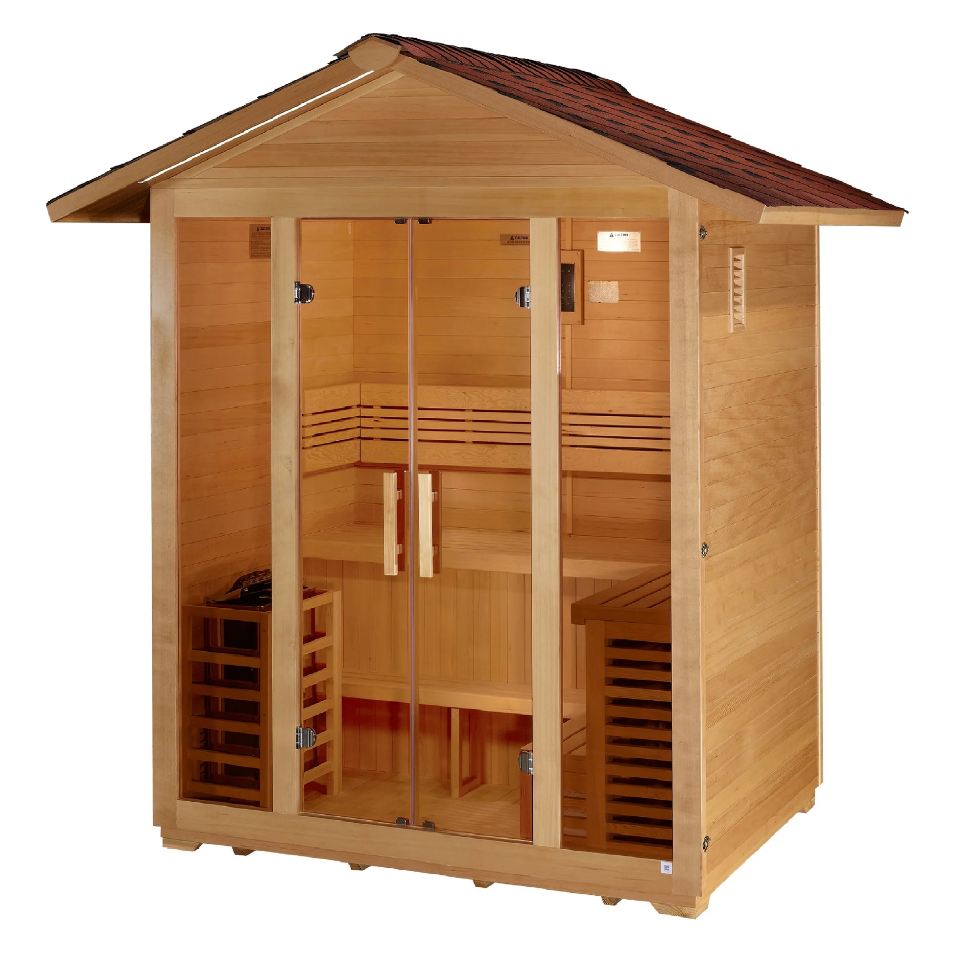 Front view 4 of the Golden Designs Vorarlberg 5-Person Traditional Outdoor Sauna (GDI-8105-01) – traditional steam sauna