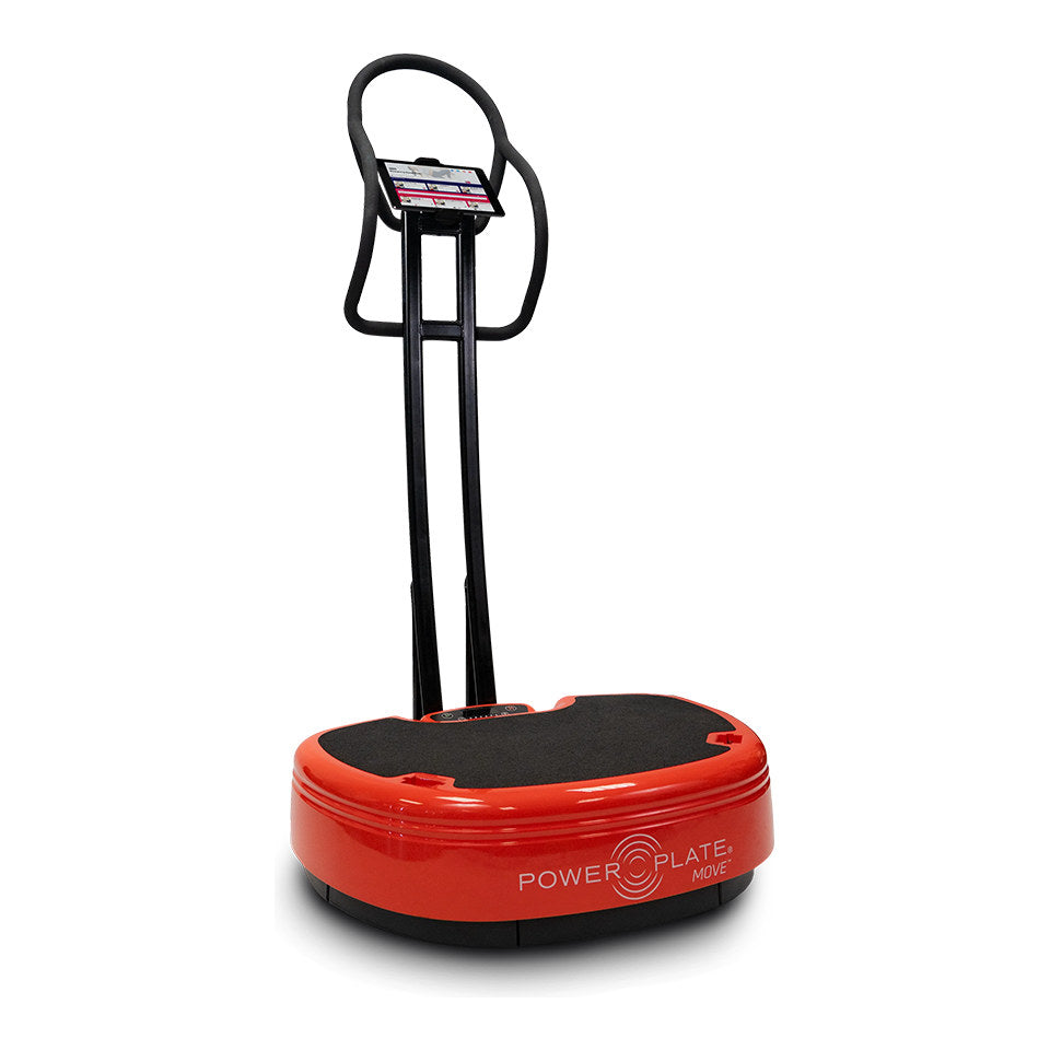 Power Plate MOVE Stability Bar with a tablet in the integrated device holder