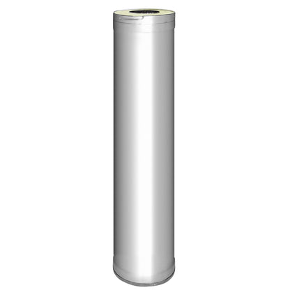 Harvia WHP1000 1000 mm chimney extension section in stainless steel, studio photo on white