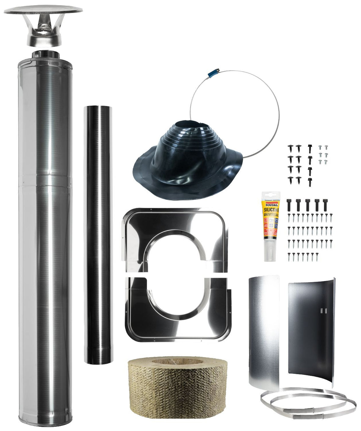 Harvia WHP1500 stainless steel insulated sauna chimney kit, 1500 mm
