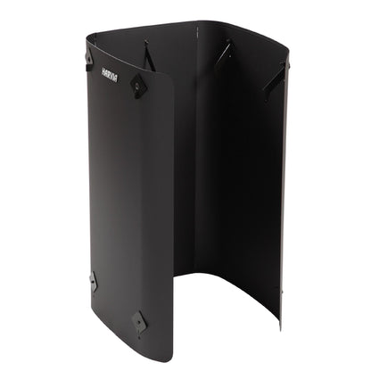 Harvia WL450 full protective sheath in black steel for the M series wood stove, three-sided, studio photo on white