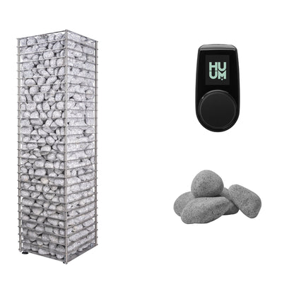 HUUM CLIFF 9 Sauna Heater Package | UKU Control and Stones sauna heater package with the black UKU control panel and sauna stones