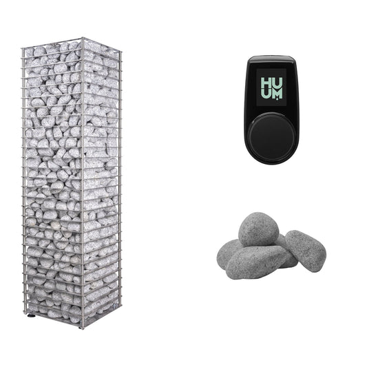 HUUM CLIFF 9 Sauna Heater Package | UKU Control and Stones sauna heater package with the black UKU control panel and sauna stones