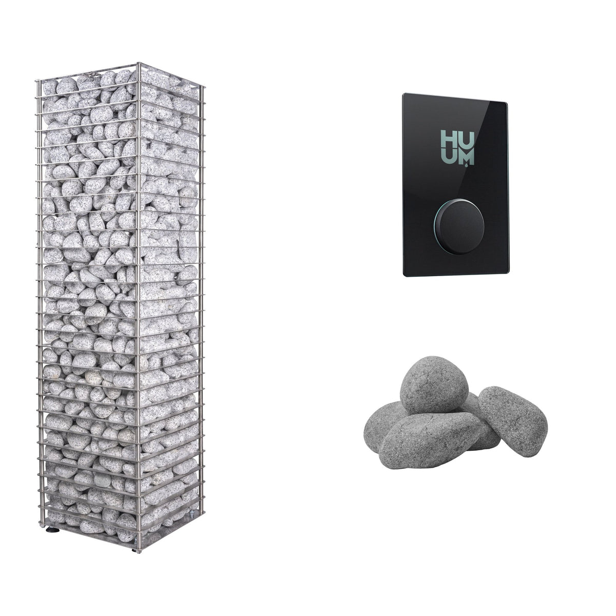 HUUM CLIFF 9 Sauna Heater Package | UKU Control and Stones sauna heater package with the black glass UKU control panel and sauna stones