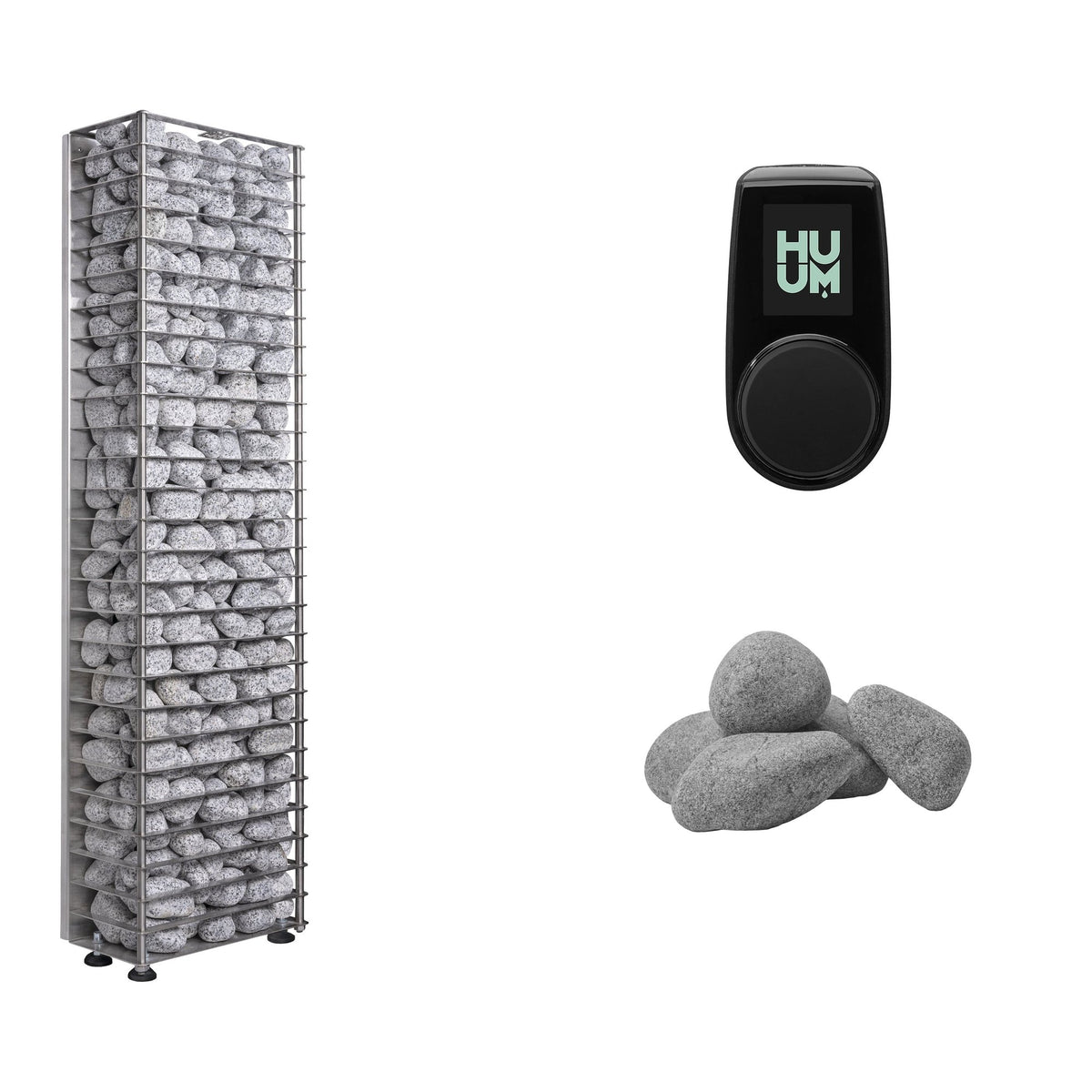 HUUM CLIFF Mini 4 Sauna Heater Package | UKU Control and Stones sauna heater package with the black UKU control panel and sauna stones