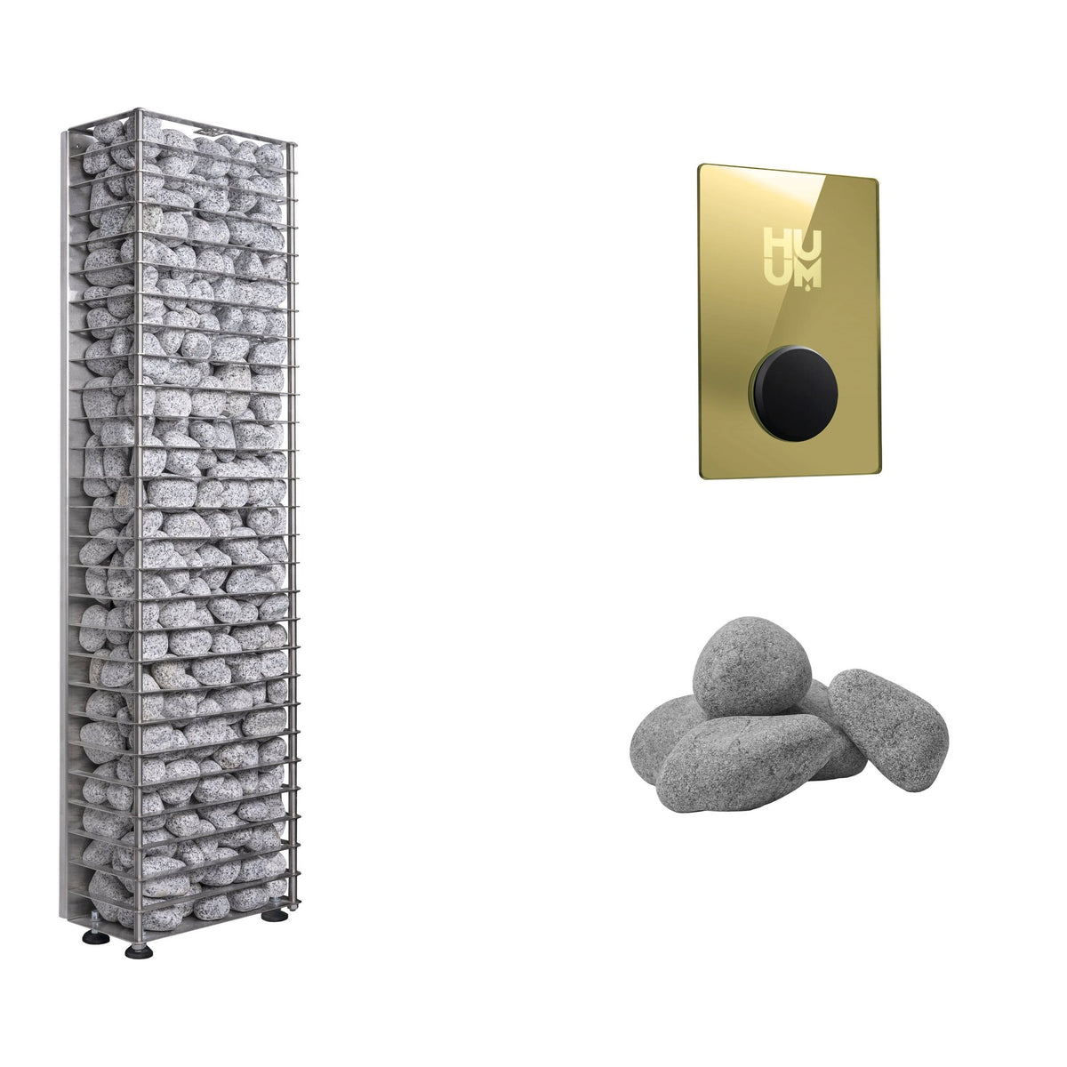 HUUM CLIFF Mini 4 Sauna Heater Package | UKU Control and Stones sauna heater package with the gold UKU control panel and sauna stones
