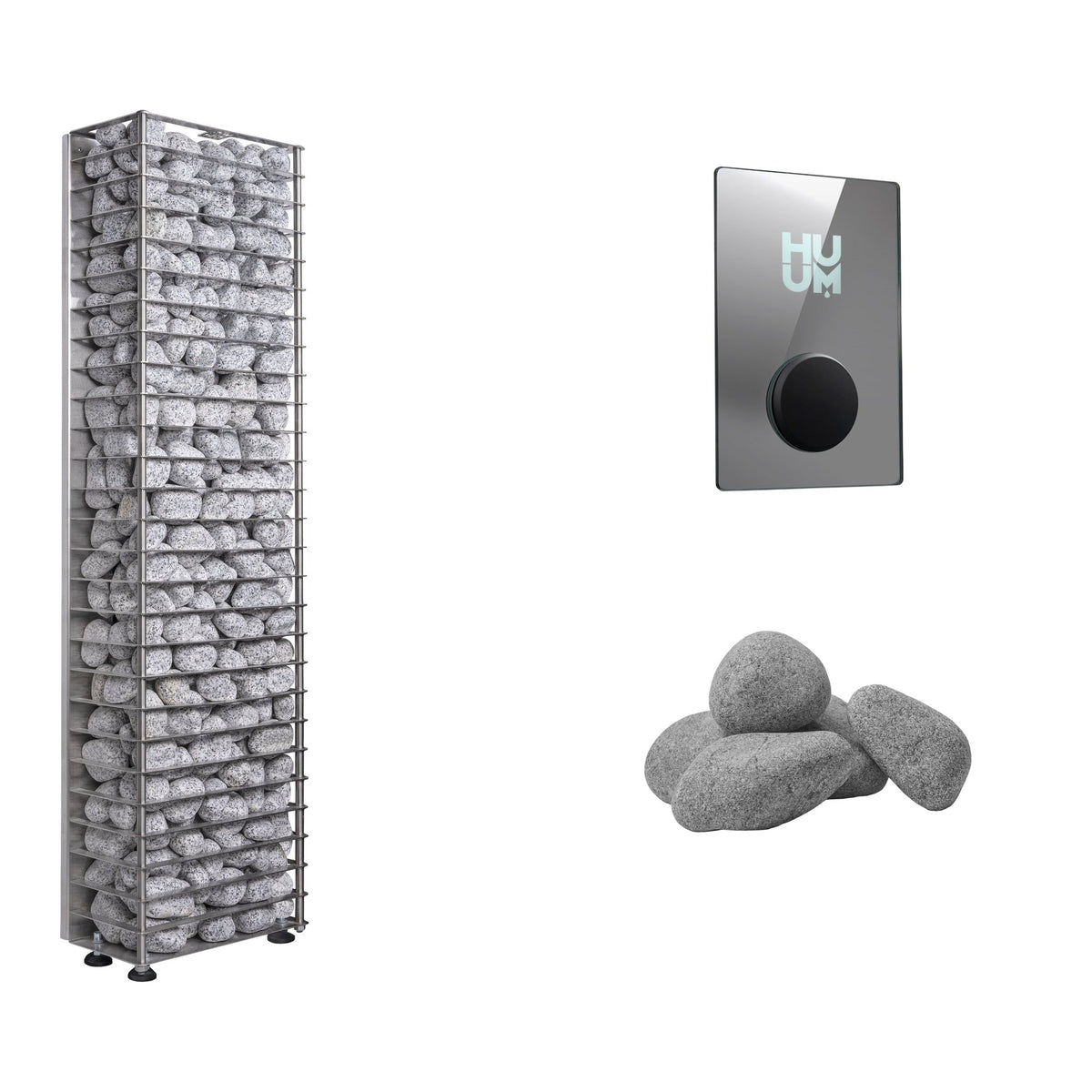 HUUM CLIFF Mini 4 Sauna Heater Package | UKU Control and Stones sauna heater package with the mirror UKU control panel and sauna stones