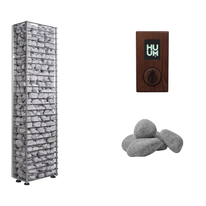 HUUM CLIFF Mini 4 Sauna Heater Package | UKU Control and Stones sauna heater package with the thermo ash wood UKU control panel and sauna stones