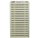 HUUM CORE with aspen wood panels and stainless steel top trim