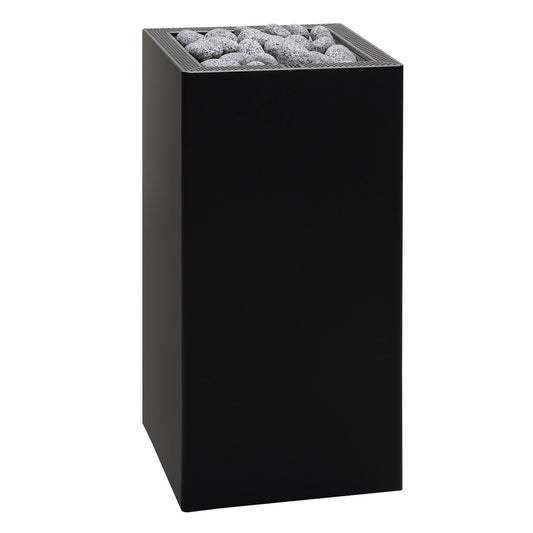 HUUM CORE floor standing electric sauna heater, Black exterior, with its stones laid