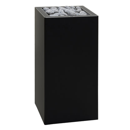 HUUM CORE floor standing electric sauna heater, Black exterior, with its stones laid