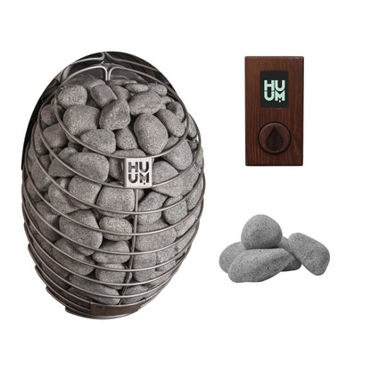 HUUM DROP 7 Sauna Heater Package | UKU Control and Stones sauna heater package with the thermo ash wood UKU control panel and sauna stones