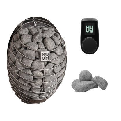 HUUM DROP 9 Sauna Heater Package | UKU Control and Stones sauna heater package with the black UKU control panel and sauna stones