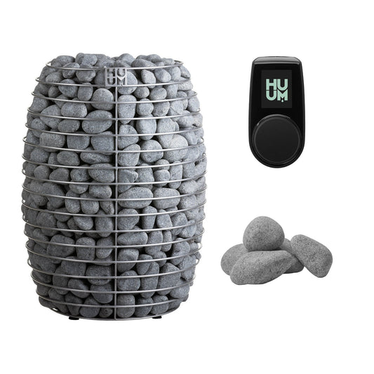 HUUM HIVE 15 Sauna Heater Package | UKU Control and Stones sauna heater package with the black UKU control panel and sauna stones