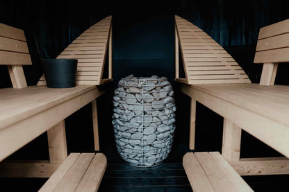 HUUM HIVE heater between two sauna benches