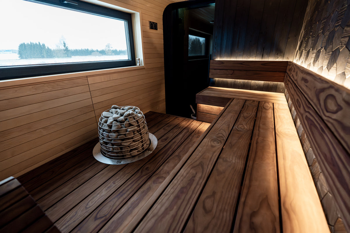 HUUM HIVE series heater recessed into the floor with the embedding flange