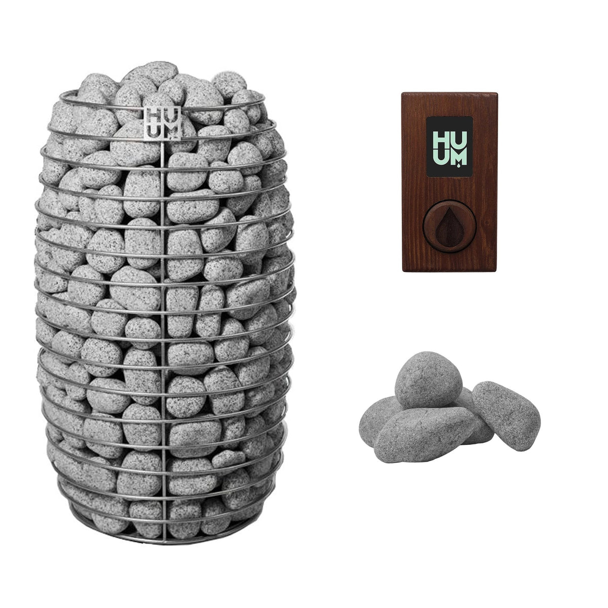 HUUM HIVE Mini 11 Sauna Heater Package | UKU Control and Stones sauna heater package with the thermo ash wood UKU control panel and sauna stones