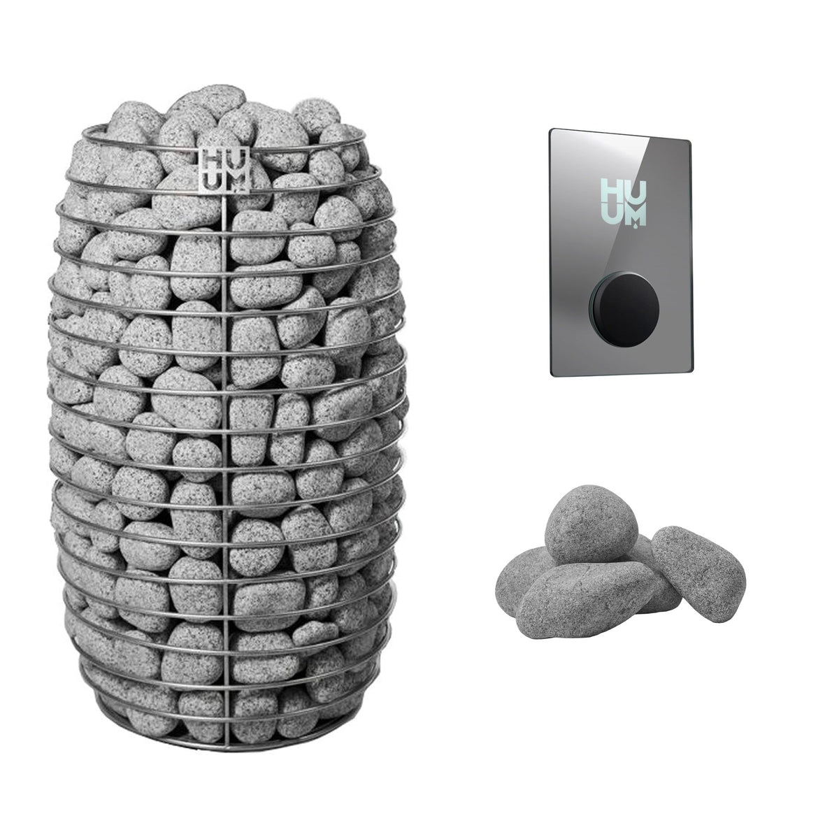 HUUM HIVE Mini 6 Sauna Heater Package | UKU Control and Stones sauna heater package with the mirror UKU control panel and sauna stones