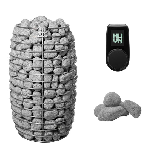 HUUM HIVE Mini 9 Sauna Heater Package | UKU Control and Stones sauna heater package with the black UKU control panel and sauna stones