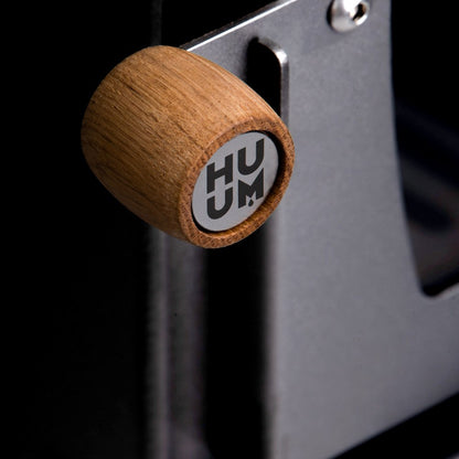 Wooden door handle on the HUUM HIVE Wood 17 LS sauna stove