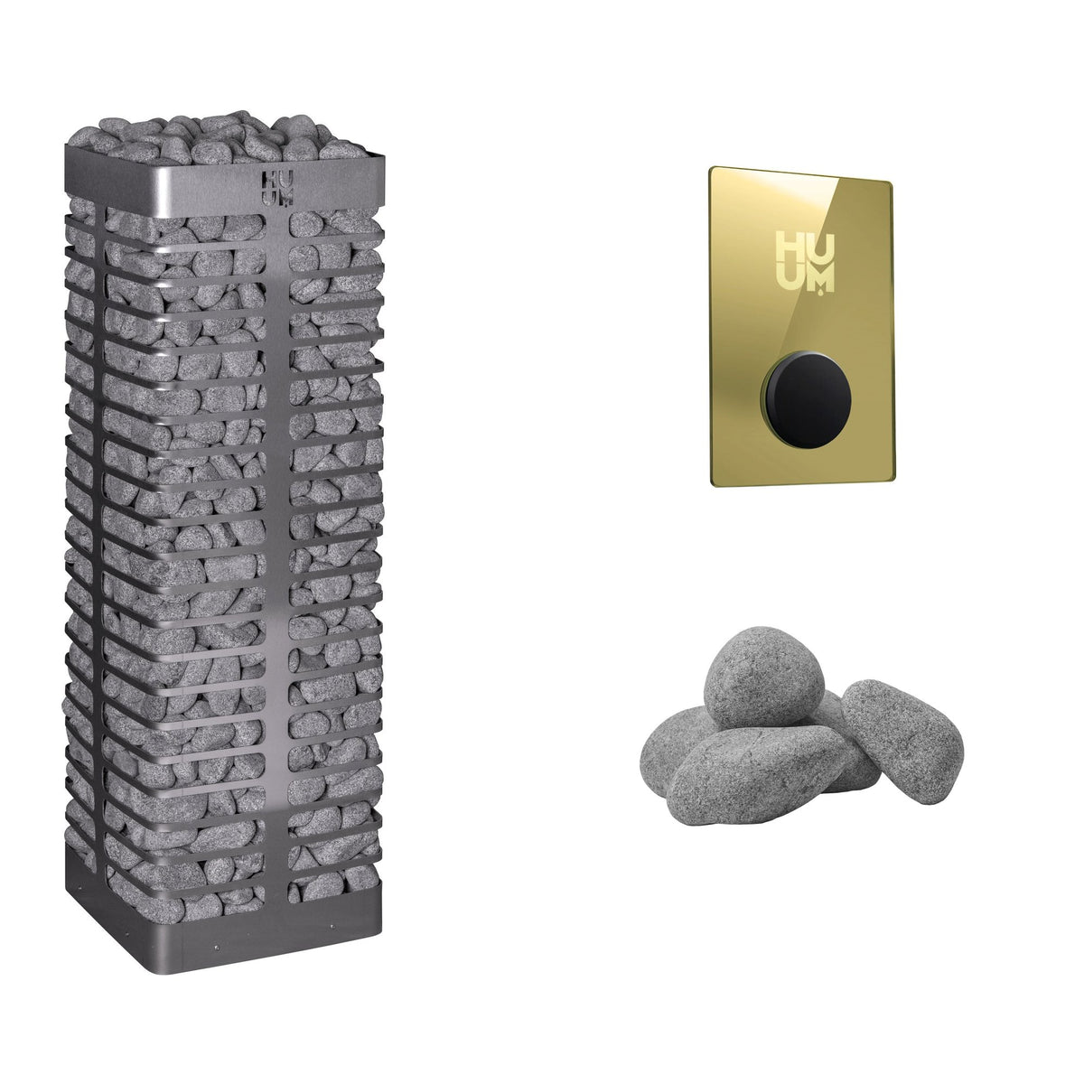 HUUM STEEL 6 Sauna Heater Package | UKU Control and Stones sauna heater package with the gold UKU control panel and sauna stones