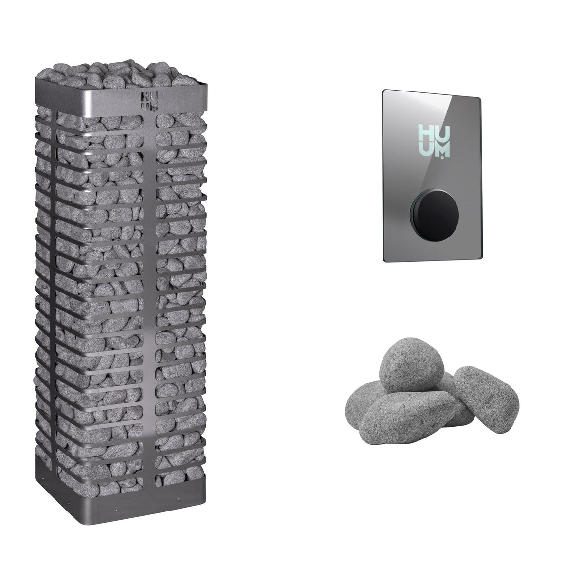 HUUM STEEL 6 Sauna Heater Package | UKU Control and Stones sauna heater package with the mirror UKU control panel and sauna stones