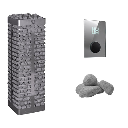 HUUM STEEL 6 Sauna Heater Package | UKU Control and Stones sauna heater package with the mirror UKU control panel and sauna stones